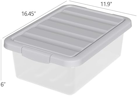 14 Quart Plastic Clear Storage Bin, 2 Packs Organizers Boxes