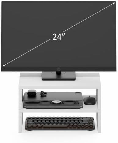 Furinno CLASSIC Monitor Stand Riser Set of 2, 15.7" Wide Dual Monitor Riser, Stackable Separable Laptop Stand for Desk, 