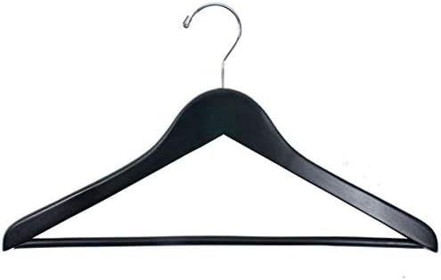 NAHANCO 8217CH20 Economy Wooden Suit Hanger with Attached Pant Bar, Chrome Hook, 17", Black (Pack of 20)