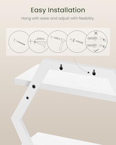 CHOEZON Hexagon Floating Shelves for Wall, Set of 2, 2 -Tier Hanging Shelves, Wall Mounted Storage Shelves, for Living R