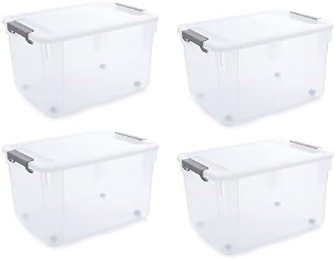 Citylife 4-Pack 58.1 QT Clear Plastic Storage Bins with Latching Lids