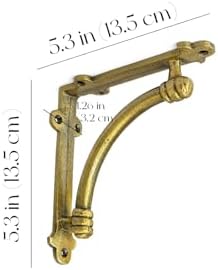 NACH Decorative Shelf Brackets, 4 Pack of 5.5 x 1.2 x 5.5 inch Gold Brackets - Cast Iron Shelf Brackets for Mounting - H