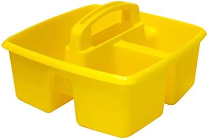 Storex 3-Compartment Small Caddy – Multipurpose Classroom Organizer with Handle, Yellow, 12-Pack (00950U06C)