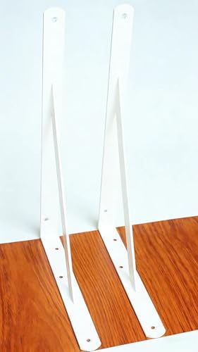 2 Pack L12 x H 8" White Heavy Duty Shelf Brackets with Screws Metal Shelf Brackets Shelf Support Angle Brackets for Shel