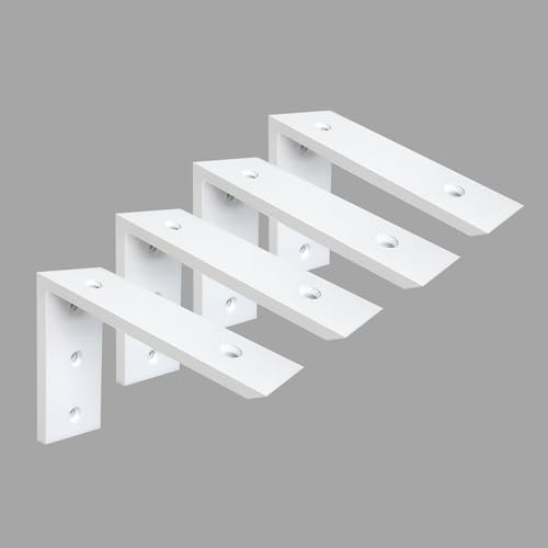 Countertop Support Bracket 4 Pack - 8 Inch Heavy Duty 3/8" Thick White Granite Shelf L Bracket 8"x6"x2.5" - Mantel Corbe