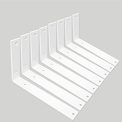 Shelf Brackets 10 Inch Wall L Brackets 8PCS Heavy Duty for Shelves Metal White Rustic Industrial Brackets for DIY Openin