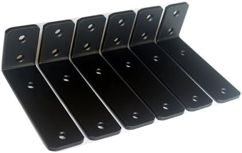 6 Pack - L 5" x H 2" x W1.5, 5mm Thick Black L Shelf Bracket, Iron Shelf Brackets, Metal Shelf Brackets, Floating Shelf,