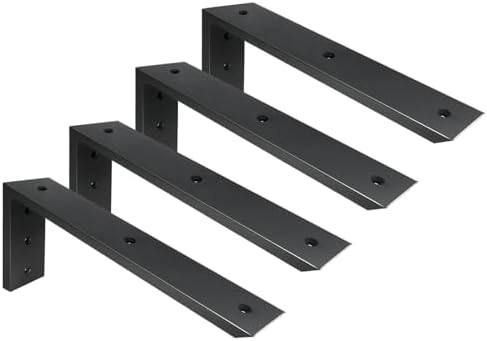 WINKER Countertop Support Bracket 4 Pack Heavy Duty 1/2" Thick Hidden L Shelf Bracket 14" x 6" x 2.5" Metal Corbels for 