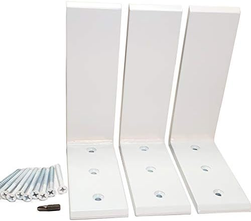 Dmax Heavy Duty L Brackets White Steel 6 x 8 | 3 Pack | Hidden Countertop Support Brackets | 3/8 Thick, Holds 150 lbs | 