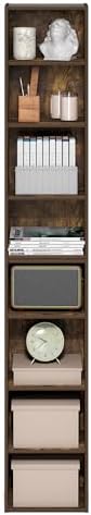 Furinno PASIR Book Shelf, 8-Tier Bookshelf, Bookcase with Open Shelf, 9.3 x 11.8 x 70.9, for Living Room, Bedroom, Home 