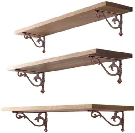 khtumeware 4 Pack Heavy Duty Hammered Antique Copper Shelf Brackets 10 Inch Wall Mounted Shelf Brackets Decorative Metal