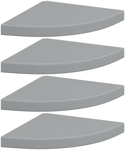 vidaXL Floating Corner Shelves 4 pcs Gray 13.8"x13.8"x1.5" MDF