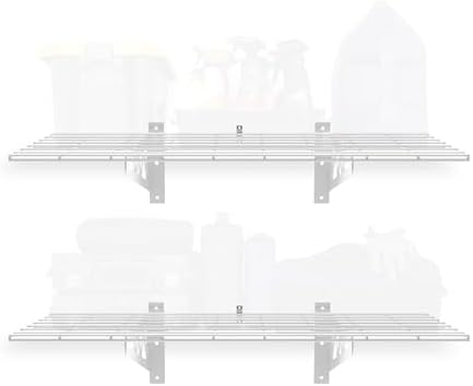 MonsterRax 18x36 White Garage Wall Shelf 2-Pack, 500lb, White