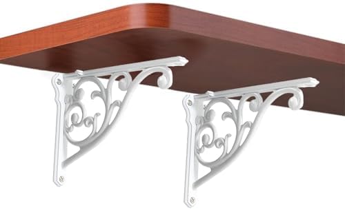 Heavy Duty Solid Stand,5 Inch 4 Pack White,Right Angle Wall Panel Support Bracket,Decorative Shelf Bracket,Heavy Duty Vi