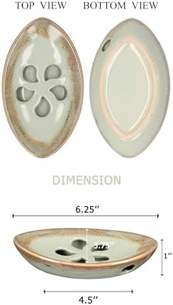 Ceramic Soap Dish with Self Draining Tray for Bar Soap, Bathroom, Kitchen (Pastel Blue)