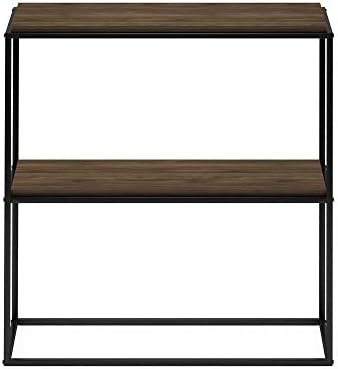 Furinno Moretti 2-Tier Metal Frame Storage Shelves, Columbia Walnut