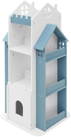 4-Tier Rotating Children's Bookshelf,Floor Standing Bookcase,360 Display Storage Rack,Book Display Shelf for Living Room
