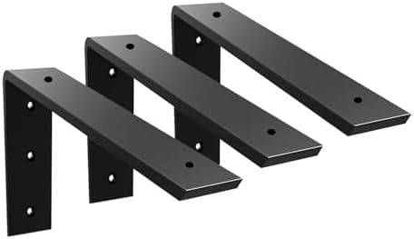 Countertop Support Bracket 3 Pack 8 inch Heavy Duty 3/8" Thick Black Granite Countertop Bracket 8"x6"x2.5" Shelf L Brack