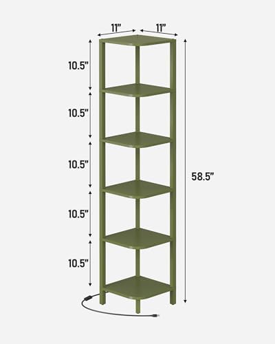 TUTOTAK Corner Shelf with LED Light, 6-Tier Corner Bookshelf