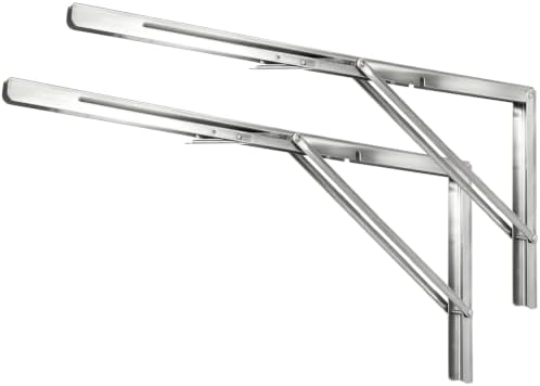 20 Inch Folding Shelf Brackets, 2 Pack Stainless Steel Heavy Duty L Bracket
