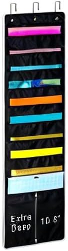 Hanging Organizer, 12x12 Paper Storage, Deep Pocket Vinyl Holder, for Cardstock, Scrapbook, Craft Paper, 3 Door Hooks Included