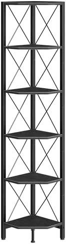 CHOEZON 6-Tier Corner Shelf, Corner Bookcase, 66.9" Tall Vertical Display Rack, Plant Stand, Open Storage Shelf, for Liv