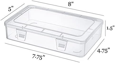 Kingrol 12 Pack Clear Plastic Storage Containers with Lids, 8 x 5 x 1.75 Inch Empty Hinged Boxes, Stackable Organizer Bo