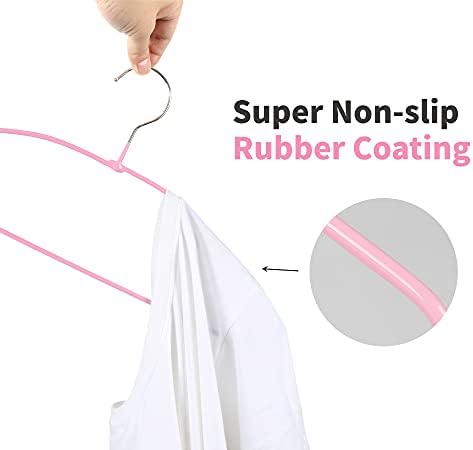 TOPIA HANGER Non Slip Hanger 20 Pack, Metal Clothes Hangers Space Saving, Heavy Duty Rubber Coated Wire Hanger for Coat, Shirt, Dress, Pants-Pink, CT12P