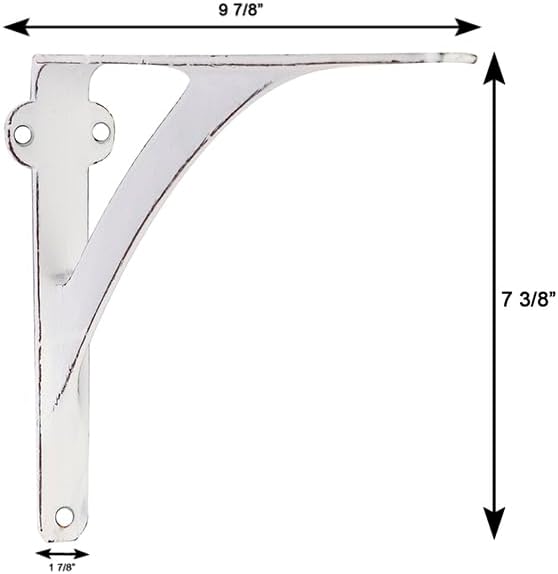 A29 Iron Wall Shelf Brackets, 7.38 x 9.88 in, Distressed White, Set of 4