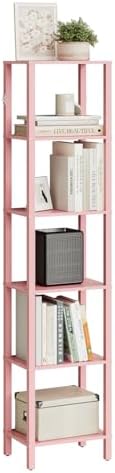 Open Book Shelf, 6 Tier Tall Bookshelf, Freestanding Shelf Narrow Bookcase with Open Shelves, 14.57" x 10.63" x 65.83", 