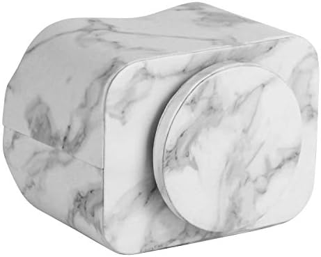 HofferRuffer Spinning Remote Control Holder, Remote Controller Holder, Remote Caddy, Media Storage Organizer, Spinning Remote Control Organizer, 7.3X 5.5 x 6 inches, Marble PU Leather