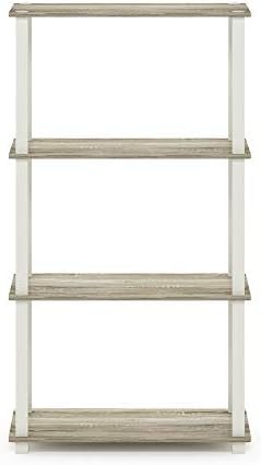 Furinno TURN-S-TUBE Storage Shelves, 4-Tier Book Shelf, Corner Shelf, Toolless Open Shelves, for Organization and Storag