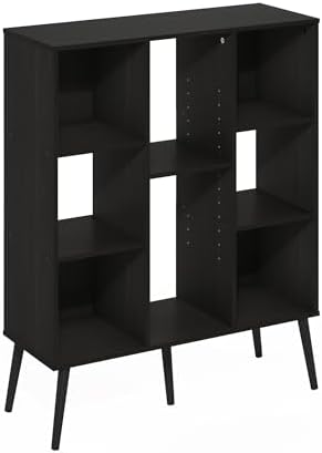Furinno Claude Mid Century Style Book Shelf, 8-Cube Bookshelf, Cube Storage Organizer Bookcase with Wood Legs, 10.9 x 31