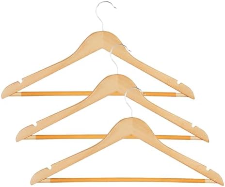 Honey-Can-Do Sturdy Maple Wood Hangers – Non-Slip Grooved Bar, Perfect for Shirts and Suits, Durable & Stylish, (Pack of 72)