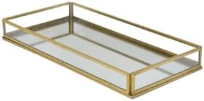 Serene Spaces Living 10" Aurea Mirror Tray, Gold Rectangle Glass Tray - Elegant Decorative Centerpiece for Home, Parties