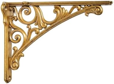 Khtumeware Shelf Bracket 8 Inch, Decorative Brackets for Shelving, Heavy Duty Vintage Brass Ornate Shelf Bracket, Hardwa