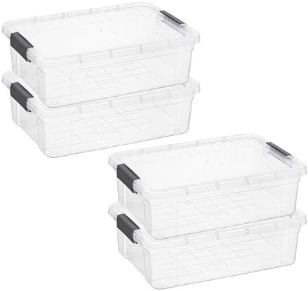Superio 13.7 Quart Clear Plastic Storage Bin with Lid, Stackable Organizer Box, BPA-Free Storage Container for Home, Gar