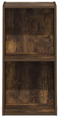 Furinno LUDER Book Shelf, 2-Cube Bookshelf, Bookcase, Amber Pine