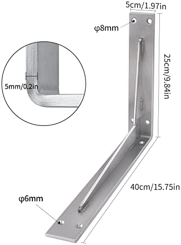 YUMORE Countertop Support Bracket, Heavy Duty 5mm L Bracket, 16x10×2 in