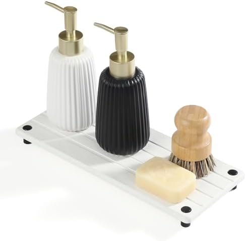 Razborci Instant Dry Sink Caddy Kitchen Sink Organizer, Quick Drying Stone Tray Diatomite Sponge Holder Soap Dish, Bathr