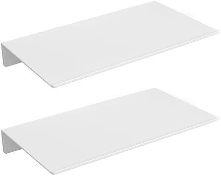 Danpoo 8 inch White Small Floating Shelves for Wall Organizer & Storage, Mini Display Shelves, Metal Wall Shelves for Ba