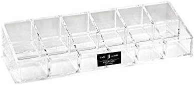 Isaac Jacobs Clear Acrylic 12 Compartment Nail Polish Holder, Organizer for Makeup, Essential Oils, Storage Solution, Ra
