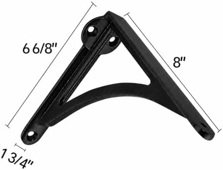 Khtumeware 100% Solid Brass Decorative Shelf Brackets, 8-inch Wall-Mounted Shelving Brackets, 2-Pack Antique Black Vinta