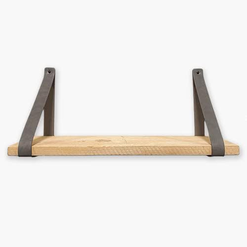 Brute Strength – PU Leather Shelf Brackets - Gray - 6 Pieces - Wall Support - Shelf Supports - Synthetic Leather Shelf C