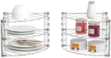 Deco Brothers 3-Tier Counter & Cabinet Corner Shelf Organizer 2 Pack Chrome