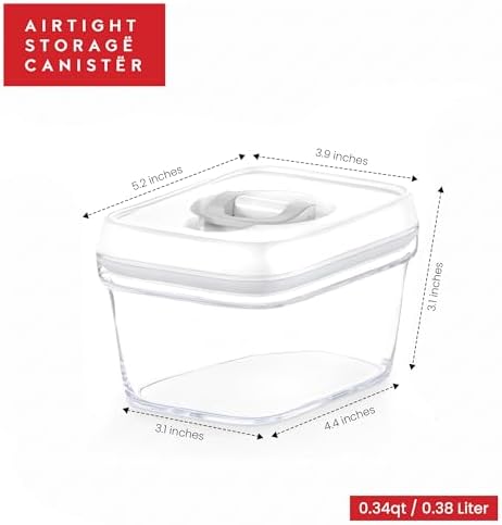 DWËLLZA KITCHEN Airtight Food Storage Containers with White Lids – 0.4L 6 Pc Clear Plastic Kitchen canisters Pantry Organization for Spices, Candy, Nuts, BPA-Free, Keeps Food Fresh & Dry