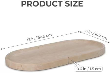 Travertine Bathroom Vanity Tray, 12"x6" Decorative Marble Tray for Kitchen Countertop, Elegant Stone Catchall Organizer 