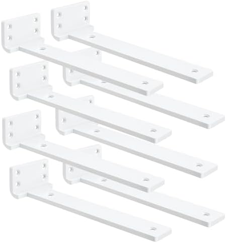 White Floating Shelf Brackets 14 inch 8 Pack L Brackets for Floating Shelves Metal Heavy Duty Shelf Bracket for DIY Shel