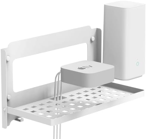 Router Shelf with Hooks & Magnetic Catch - Wall Mount Folding Shelf