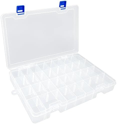 DUOFIRE Plastic Organizer Storage Box, Adjustable Divider 34 Grids, 1 Pack